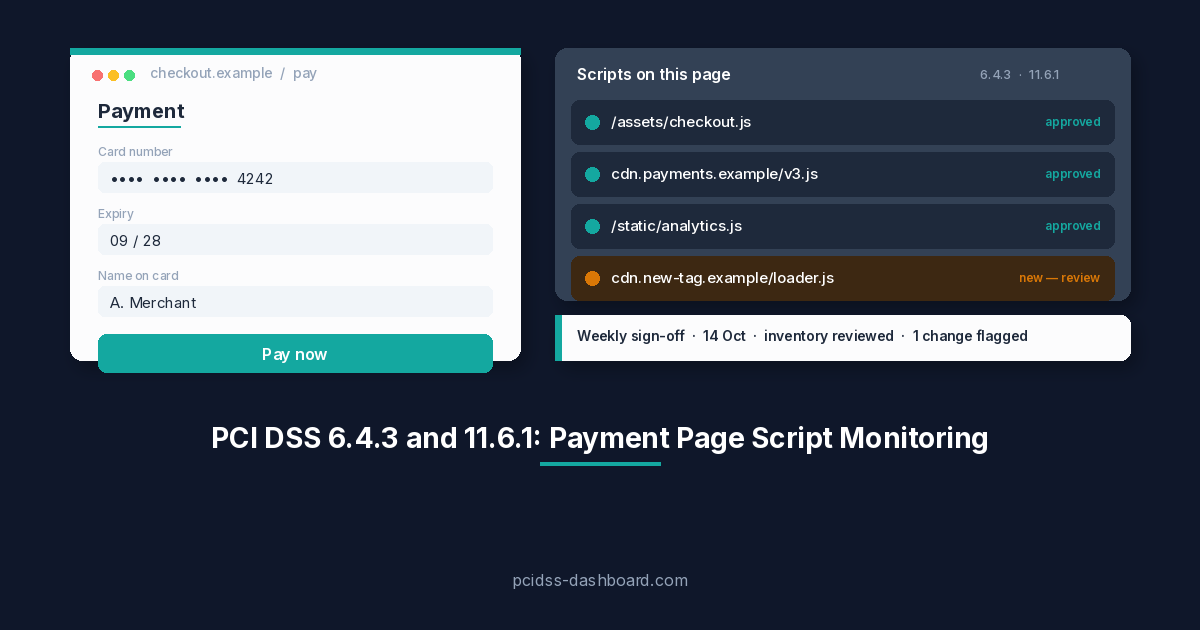 PCI DSS 6.4.3 and 11.6.1: Payment Page Script Monitoring